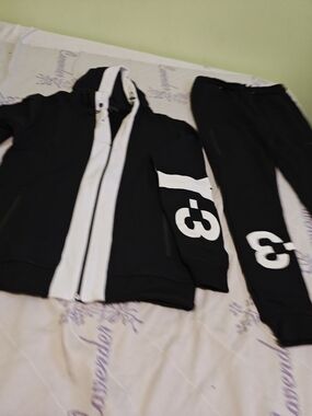 Yohji Yamamoto Black and White Men Jacket & Joggers Set L
